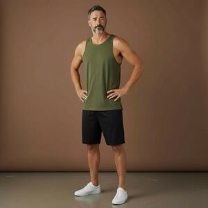 ALPHALETE Mens Olive Green Athletic Performance Tank Top‎ Size S